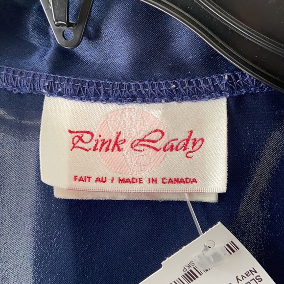 PINK LADY blue satin VINTAGE blouse LARGE - Picture 9 of 10